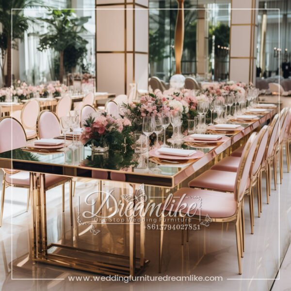 Stainless Steel Pink Romantic Wedding Table