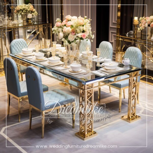 Light Luxury Wedding Stainless Steel Banquet Dining Table