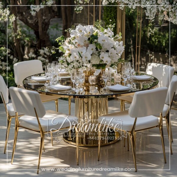 Luxury Wedding And Banquet Round Dining Table Showcasing Noble Elegance