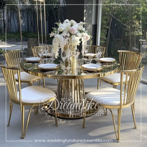 Elegance Meets Fashion – Gold Stainless Steel Wedding Round Table