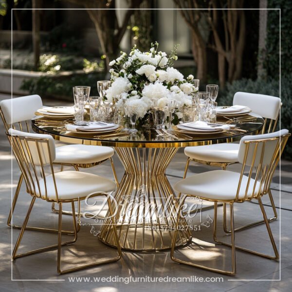 European-Style Mirrored Stainless Steel Round Table, Grand And Elegant