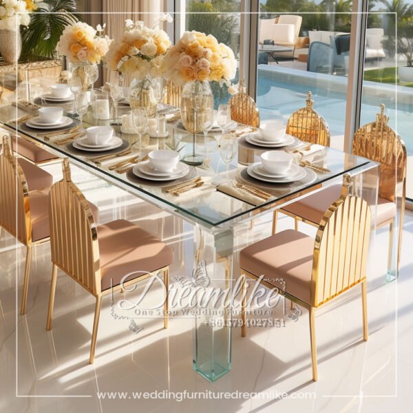 Gold Stainless Steel Frame with Leather Base Wedding Chair