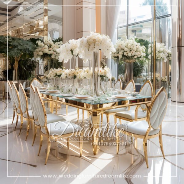 Custom Gold Stainless Steel Wedding Table & Chairs