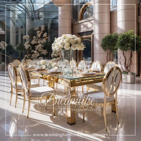 Luxury Stainless Steel Mirrored Banquet Table