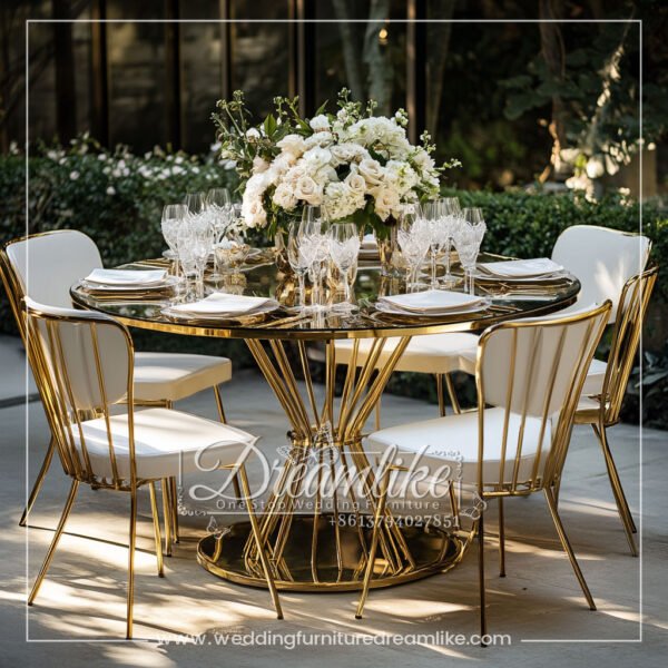 Modern Stylish Luxury Mirrored Glass And Metal Round Table