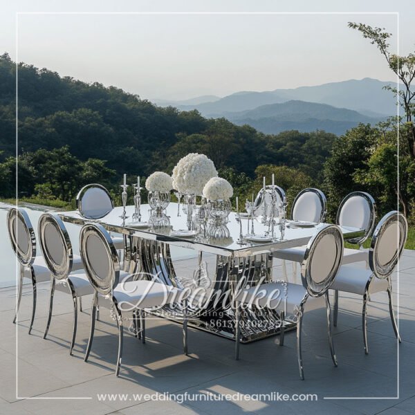 Silver Mirror Outdoor Hotel Banquet Wedding Table