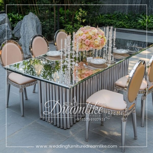 Pipe Stainless Steel Silver Mirror Outdoor Banquet Wedding Table