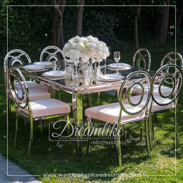 Stainless Steel Silver Mirror Outdoor Wedding Square Table