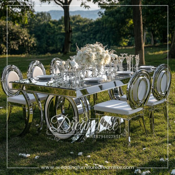 Silver Diamond Wedding Mirror Outdoor Banquet Table