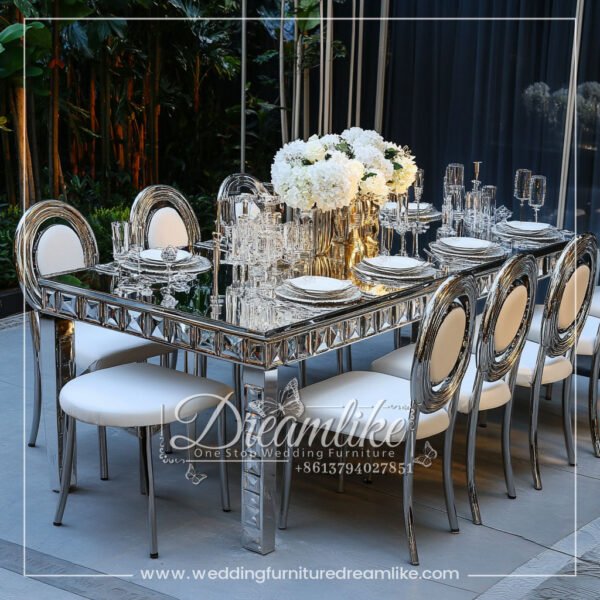 Silver Diamond Wedding Mirror Outdoor Hotel Banquet Table