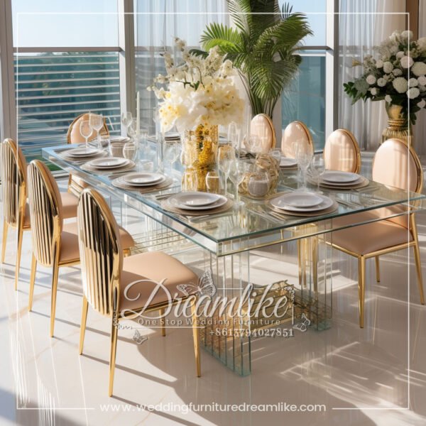 Modern European Glass Acrylic Dining Table