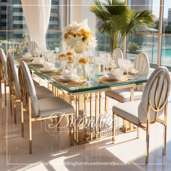 Modern Glamorous Wedding Banquet Table Set with Velvet Chairs