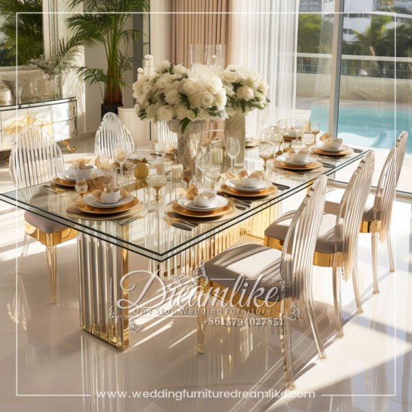 High-End European Style Gold Plated Wedding Dining Table