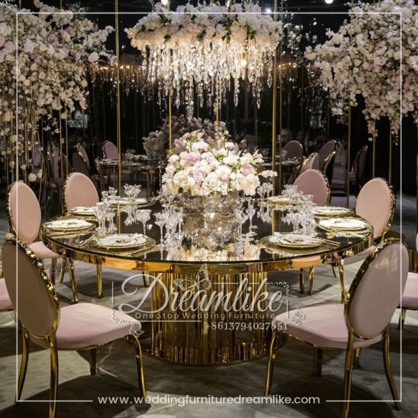 Stylish And Atmospheric Mirror Glass VIP Dining Table