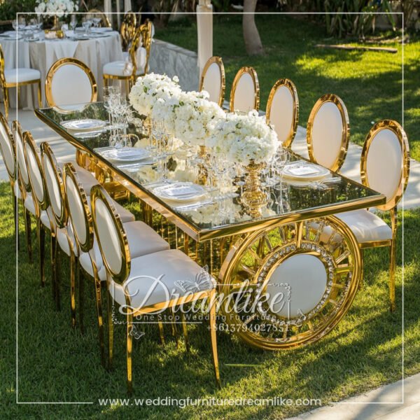 Luxury Golden Sun Mirror Wedding Banquet Table