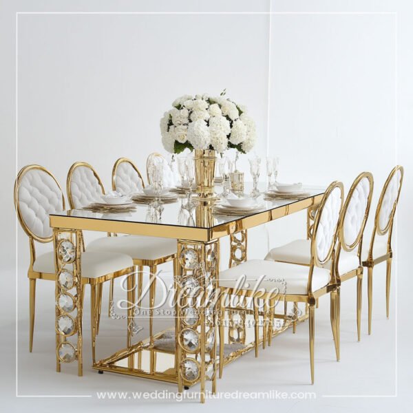 Premium Gold Wedding Dining Set with Crystal Accents