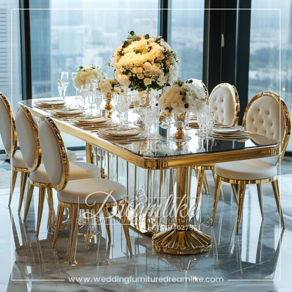 Modern Light Luxury Gold Edge Wedding Banquet Table