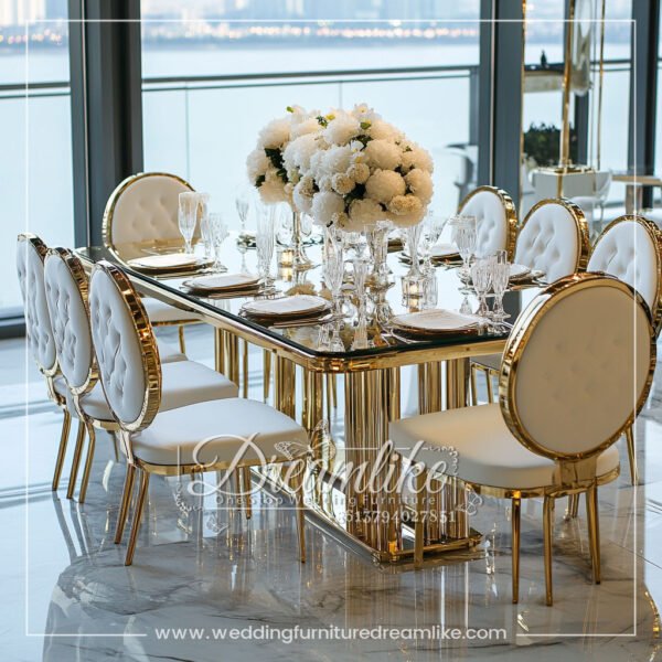 Golden Stainless Steel Mirrored Wedding Banquet Table