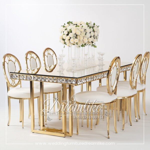 Elegant Gold & Crystal Mirrored Wedding Table