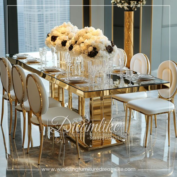 Light Luxury Mirror Gold Wedding Table