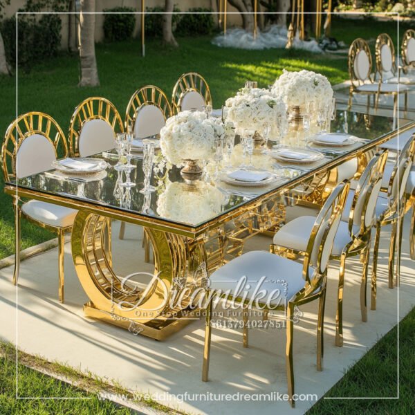 Luxury Gold Mirrored Wedding Banquet Table