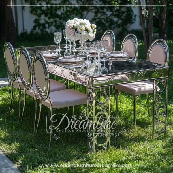 Stainless Steel Silver Mirror Outdoor Wedding Table