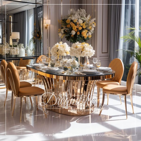 Gold Stainless Steel Glass Wedding Table