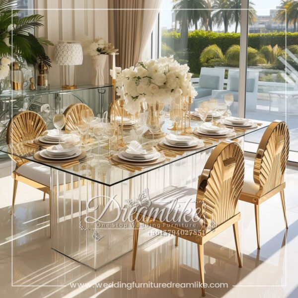 Designer Wedding Banquet Table with Mirror Finish and Acrylic