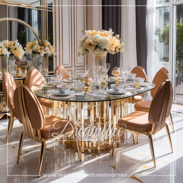 Exquisite Glass-Top Banquet Table