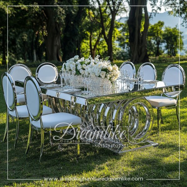 Stainless Steel Silver Mirror Outdoor Wedding Square Table