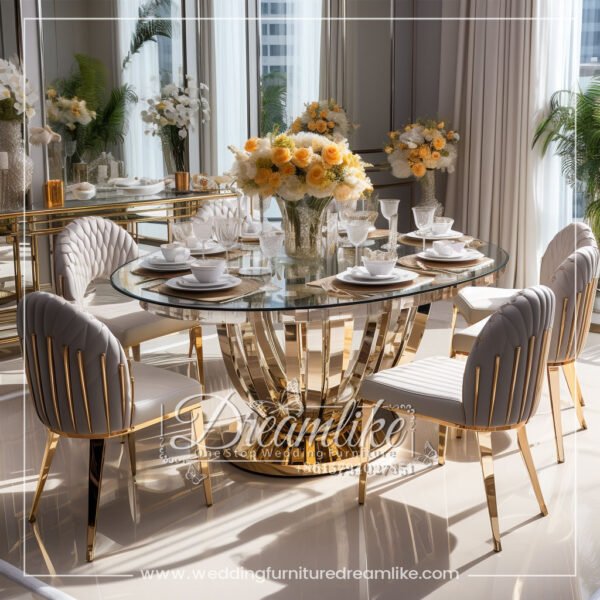 Timeless Grey & Gold Round Table