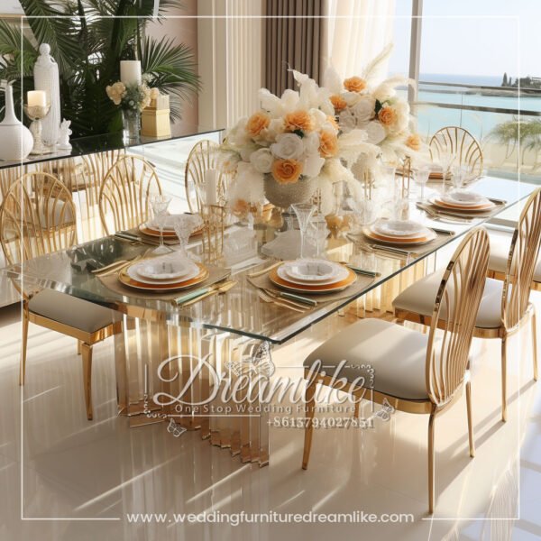 Royal-Style Banquet Table with High-End Glass and Acrylic