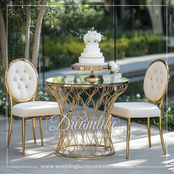 Must-Have for Weddings & Parties – 90cm Gold Stainless Steel Mirrored Cake Table