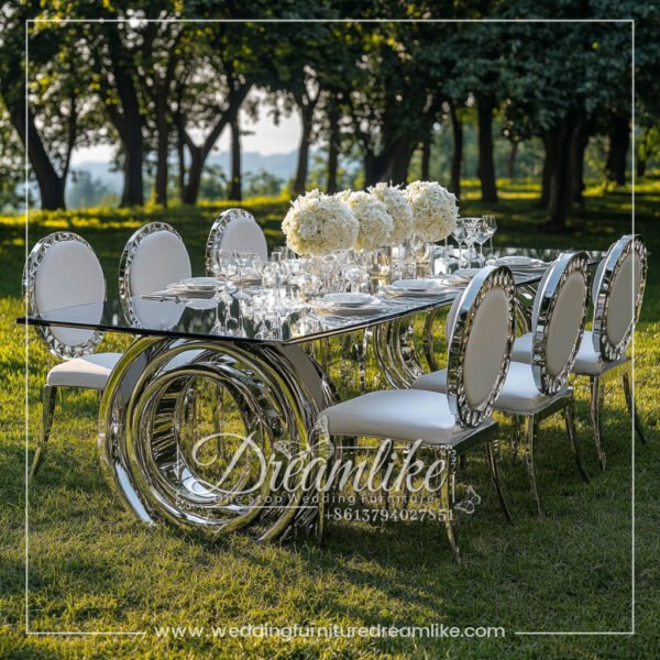 Stainless Steel Silver Mirror Outdoor Wedding Banquet Table