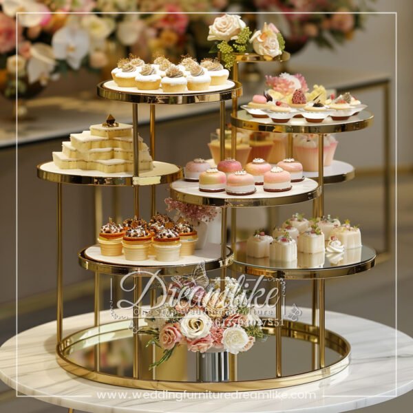 7-Tier Gold Stainless Steel Cake Stand – Luxury Wedding Dessert Display