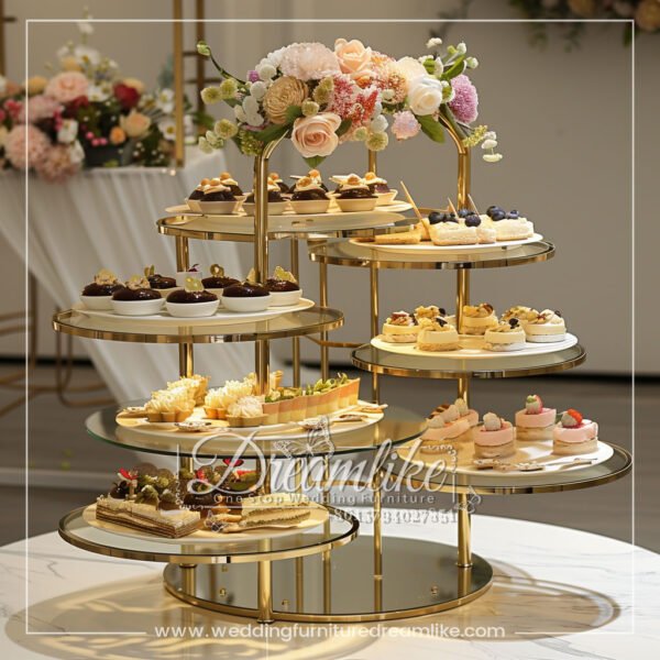 Modern European Dessert Stand – 7-Tier Stainless Steel Cake Tray for Weddings & Banquets