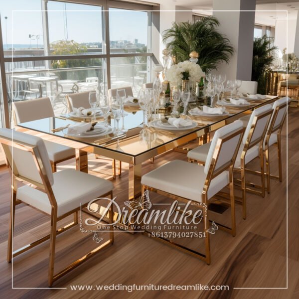 Light Luxury Wedding Stainless Steel Mirror Banquet Table